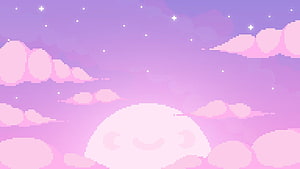 Pixel Art Pastel Purple Sky With Cute Smiling Cloud And Twinkling Stars HD wallpaper