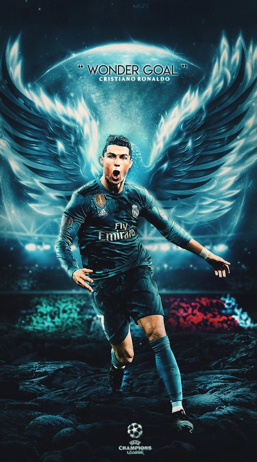 Cristiano Ronaldo Real Madrid Champions League Wonder Goal Fantasy Wings Wallpaper HD phone wallpaper