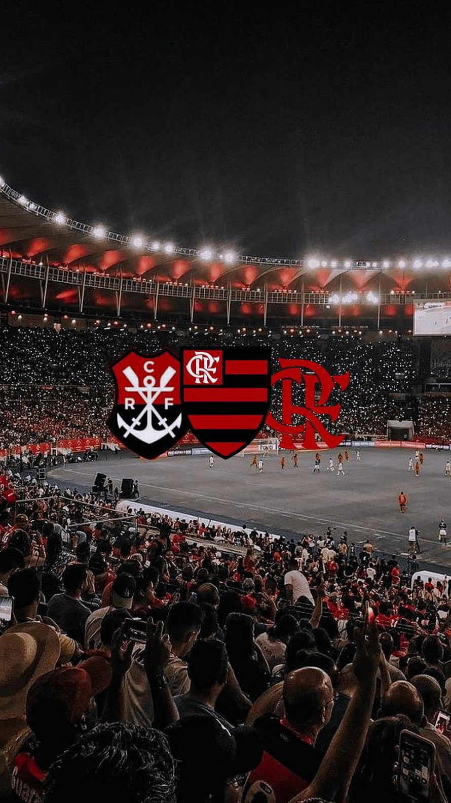 Flamengo vs Vasco da Gama football match at Maracana stadium with crowd and team logos HD phone wallpaper