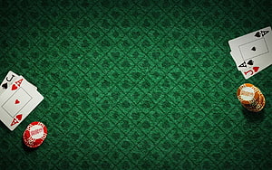 Blackjack Casino Table With Playing Cards And Poker Chips On Green Felt HD wallpaper