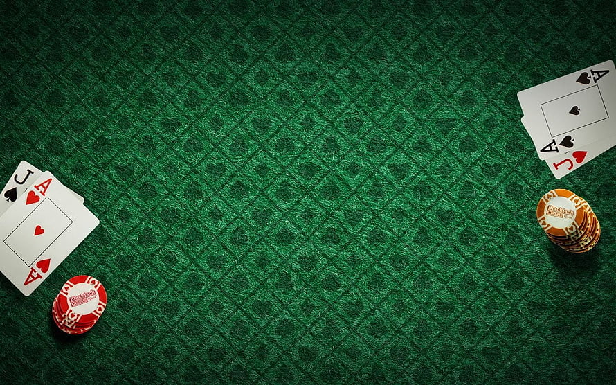Blackjack Casino Table With Playing Cards And Poker Chips On Green Felt HD wallpaper