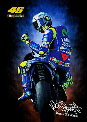 Valentino Rossi 46 The Doctor Yamaha MotoGP Racing Motorcycle Digital Art HD phone wallpaper