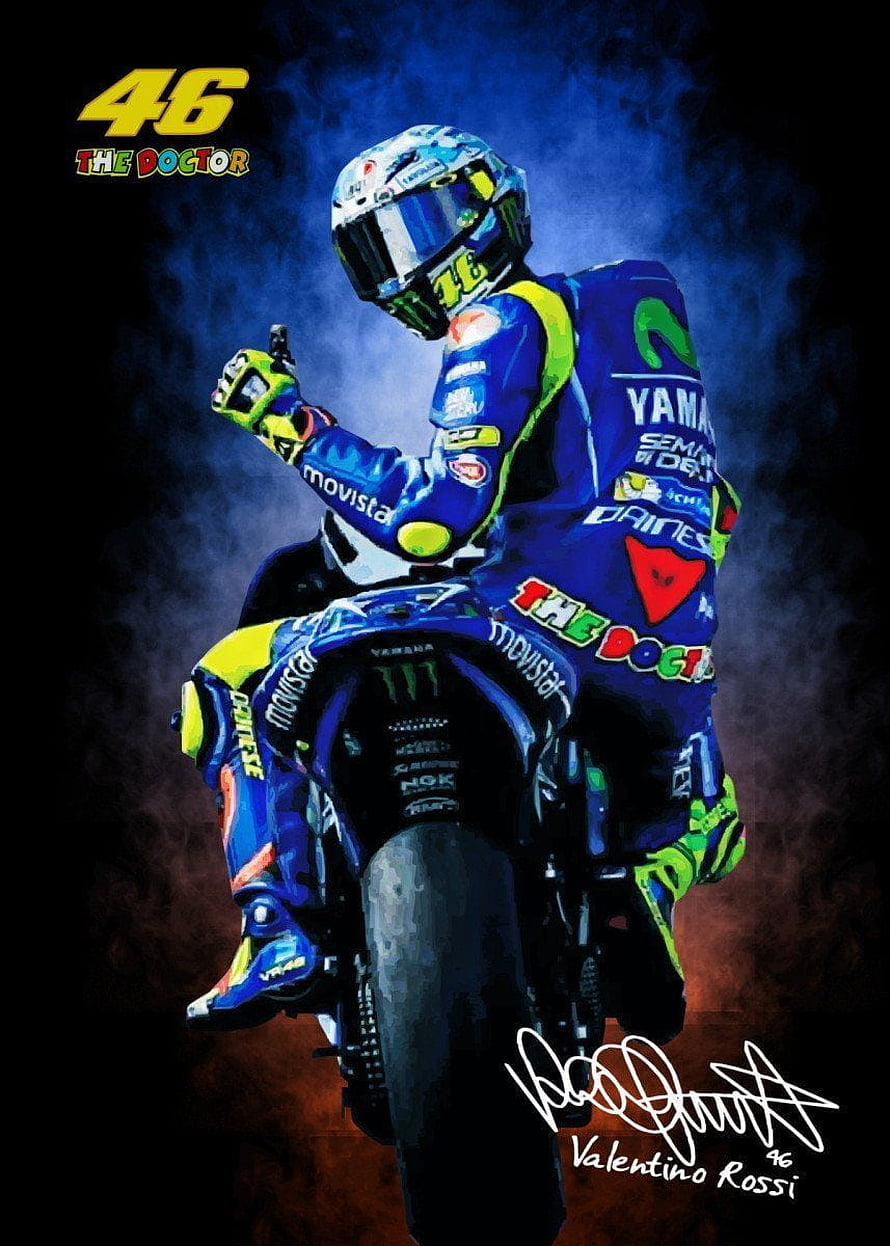 Valentino Rossi 46 The Doctor Yamaha MotoGP Racing Motorcycle Digital Art HD phone wallpaper