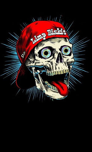 Limp Bizkit Skull Illustration Wearing Red Cap With Tongue Out HD phone wallpaper