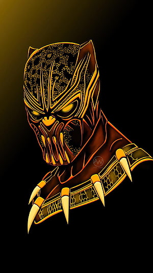 Erik Killmonger Golden Clawed Mask Digital Art Portrait HD phone wallpaper