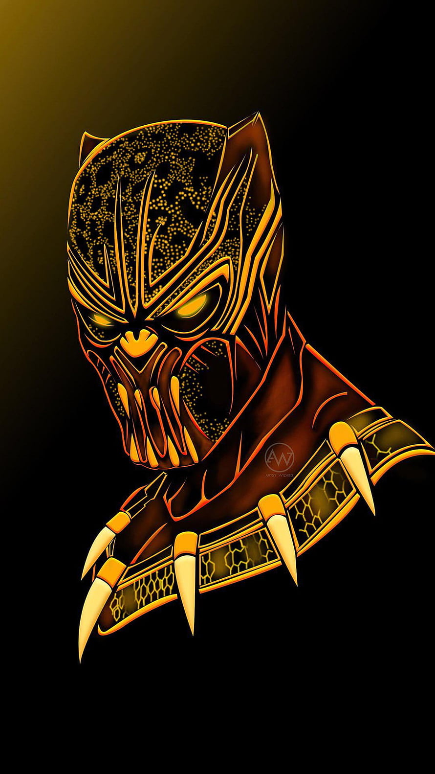 Erik Killmonger Golden Clawed Mask Digital Art Portrait HD phone wallpaper