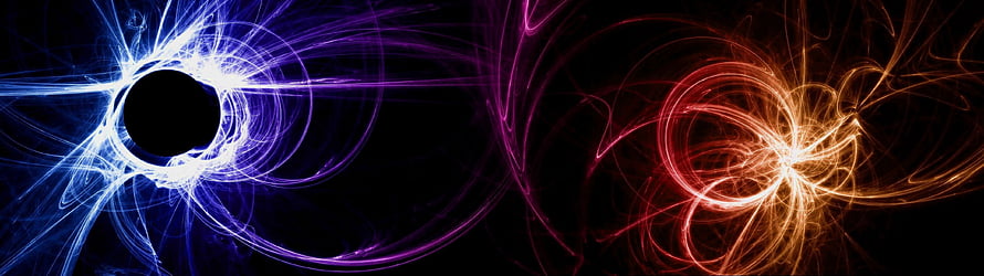 Abstract Dual Light Streaks with Black Hole and Cosmic Energy Swirls on Dark Background HD wallpaper