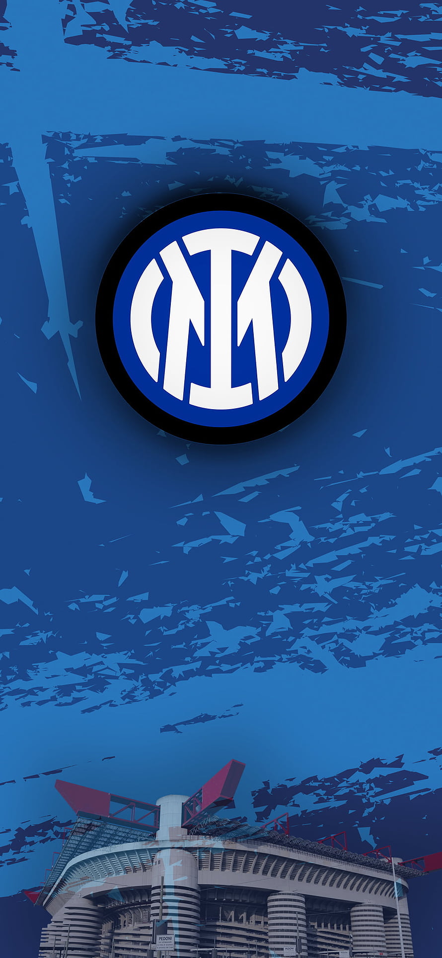 Inter Milan FC Logo and San Siro Stadium Blue Wallpaper HD phone wallpaper