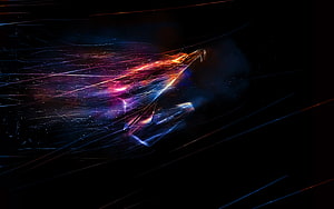 Aorus Gigabyte Abstract Neon Logo with Dynamic Light Streaks on Dark Background HD wallpaper