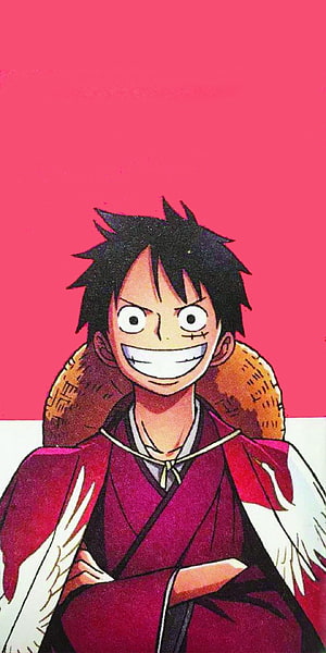 Monkey D. Luffy in Traditional Japanese Attire with Confident Smile HD phone wallpaper