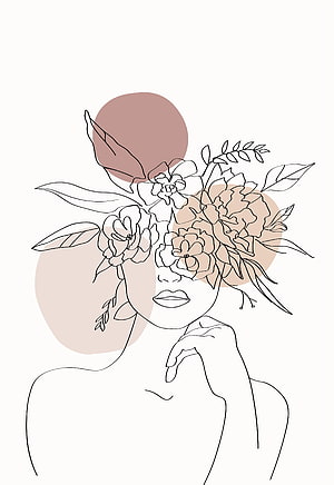 Minimalist line art illustration of a woman with floral headpiece and abstract geometric shapes, Aesthetic female line art line art woman boho painting room. Etsy. Boho painting, Line art, Abstract line art, Minimalist Female HD phone wallpaper
