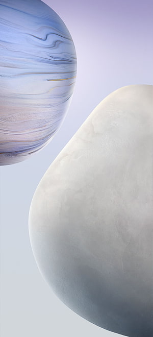 Abstract 3D Render of Smooth Marble and Stone Spheres in Pastel Blue and White HD phone wallpaper