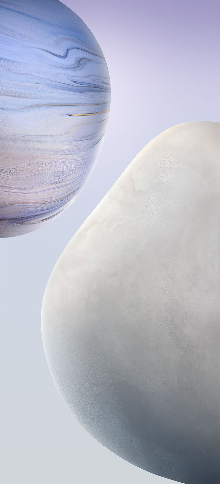 Abstract 3D Render of Smooth Marble and Stone Spheres in Pastel Blue and White HD phone wallpaper