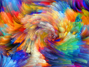 Vibrant Swirling Abstract Art with Dynamic Brushstrokes and Rainbow Color Palette HD wallpaper