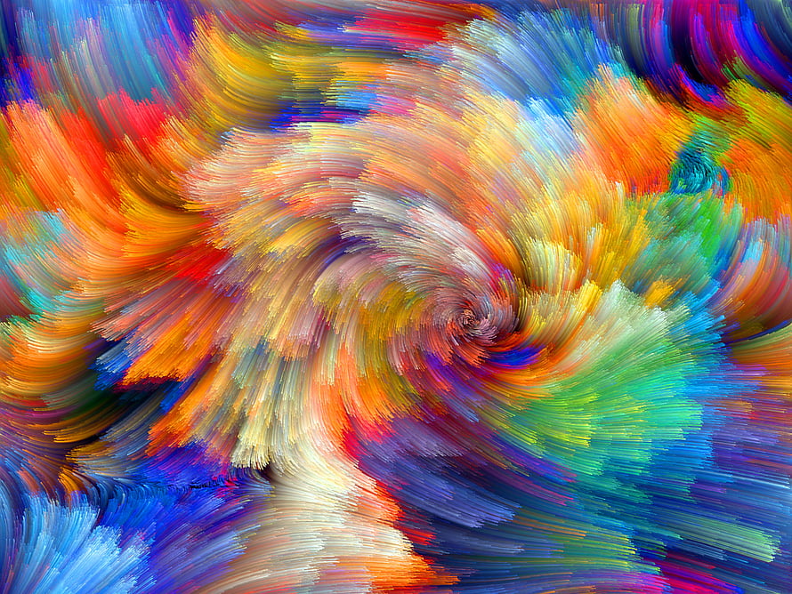 Vibrant Swirling Abstract Art with Dynamic Brushstrokes and Rainbow Color Palette HD wallpaper