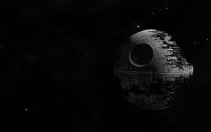 Star Wars Death Star Monochrome Space Wallpaper HD wallpaper