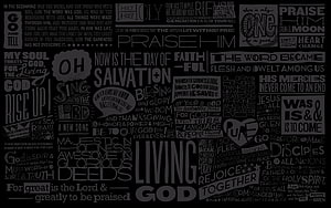 Gospel Typography Wall Art with Biblical Verses and Faithful Words on Black Background HD wallpaper