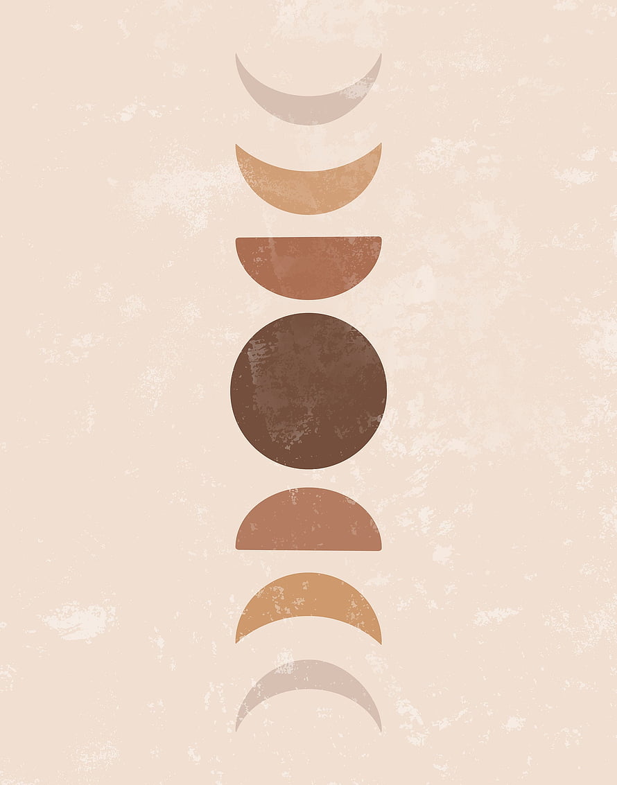 Minimalist Moon Phases Vertical Poster in Earthy Brown Tones HD phone wallpaper