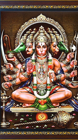 Lord Hanuman Panchmukhi Five Faces Hindu Deity Wallpaper, Panchmukhi Hanuman, Jay Shree Ram HD phone wallpaper
