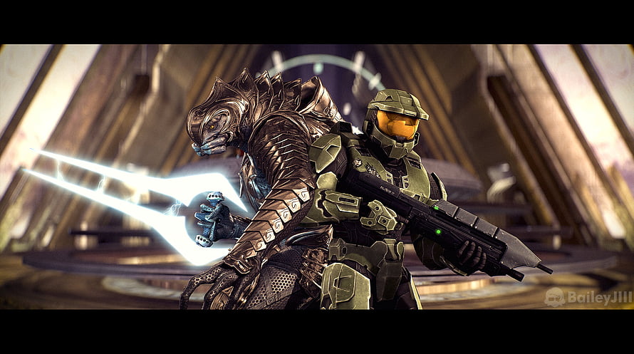 The Arbiter and Master Chief in Halo 3 Cinematic Scene HD wallpaper