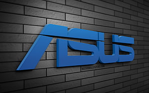 Blue Asus Logo on Dark Brick Wall Background HD wallpaper