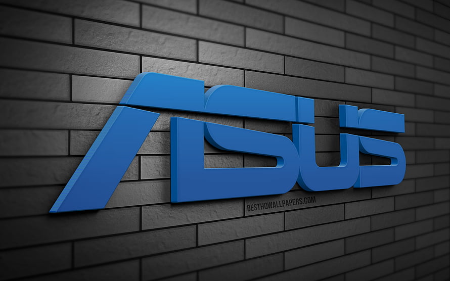 Blue Asus Logo on Dark Brick Wall Background HD wallpaper