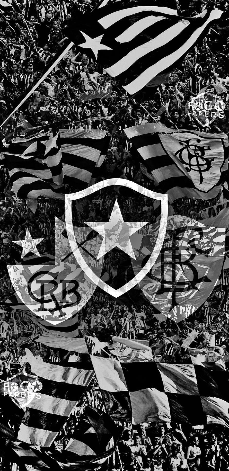 Botafogo Football Club Fans Celebrating With Black And White Flags HD phone wallpaper