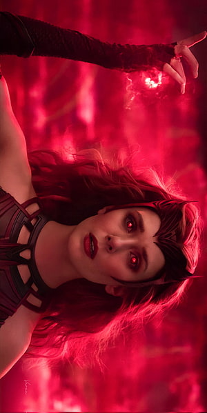 Scarlet Witch Wanda Maximoff Casting Red Chaos Magic Spell HD phone wallpaper