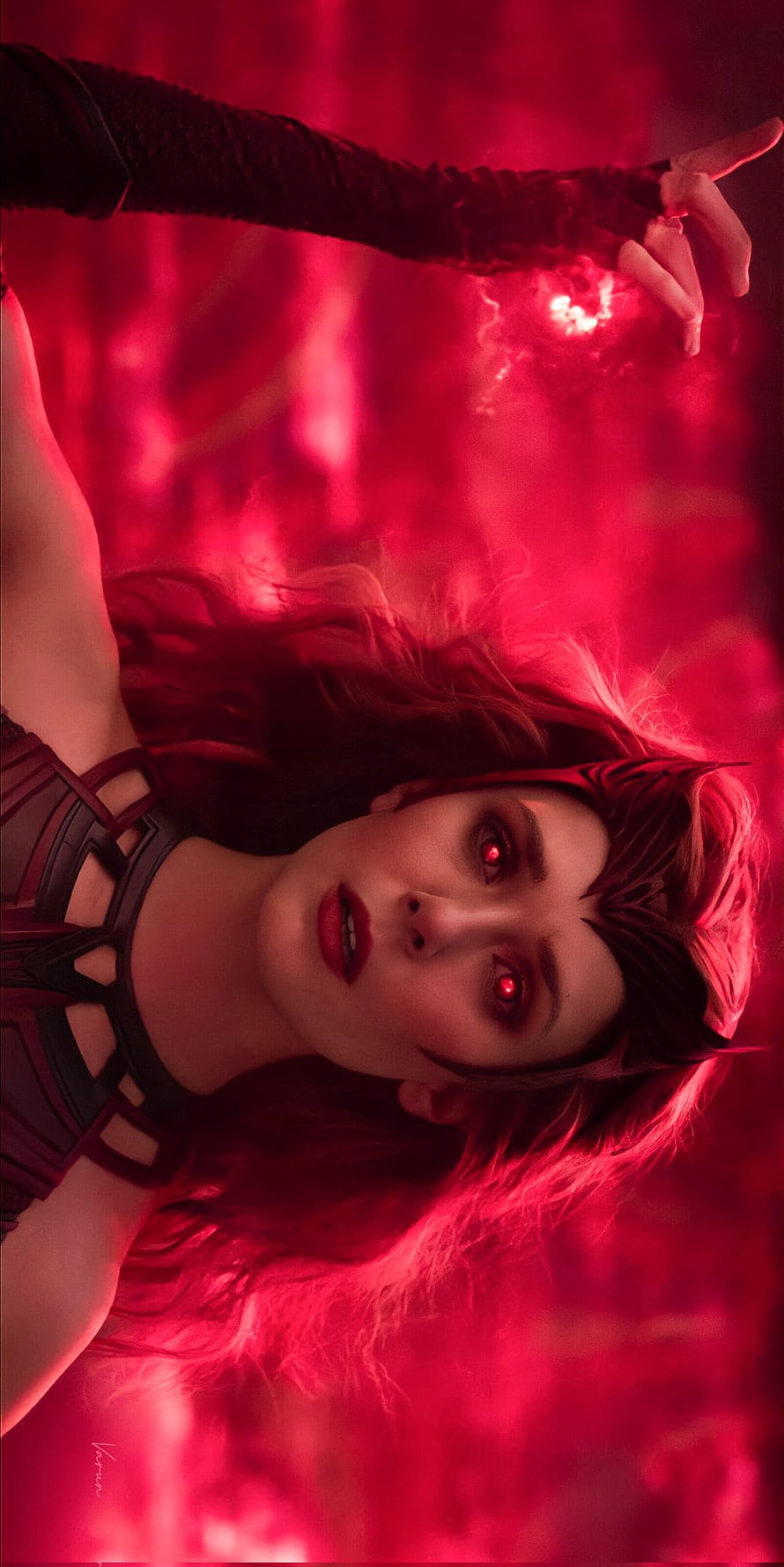 Scarlet Witch Wanda Maximoff Casting Red Chaos Magic Spell HD phone wallpaper