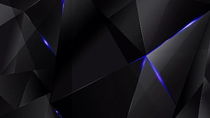 Abstract Dark Geometric Polygon Background With Glowing Blue Neon Lines HD wallpaper