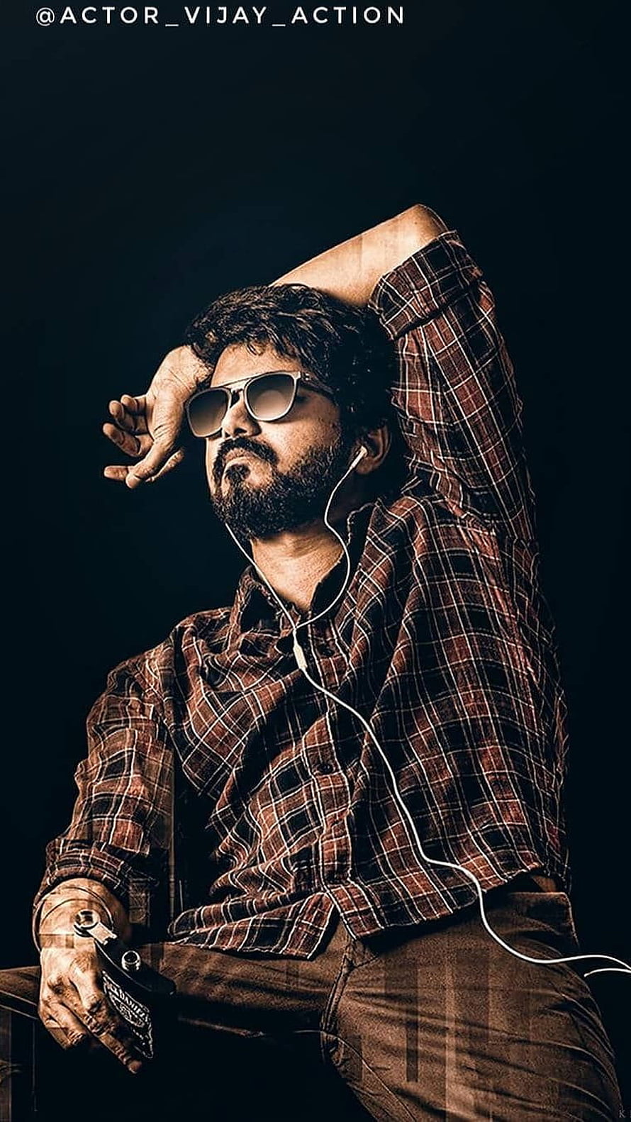 Vijay in Master Film Still Wearing Sunglasses and Plaid Shirt HD phone wallpaper