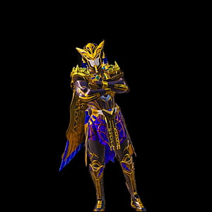 Golden Pharaoh Character in Ornate Gold and Blue Armor with Arms Crossed on Black Background HD phone wallpaper