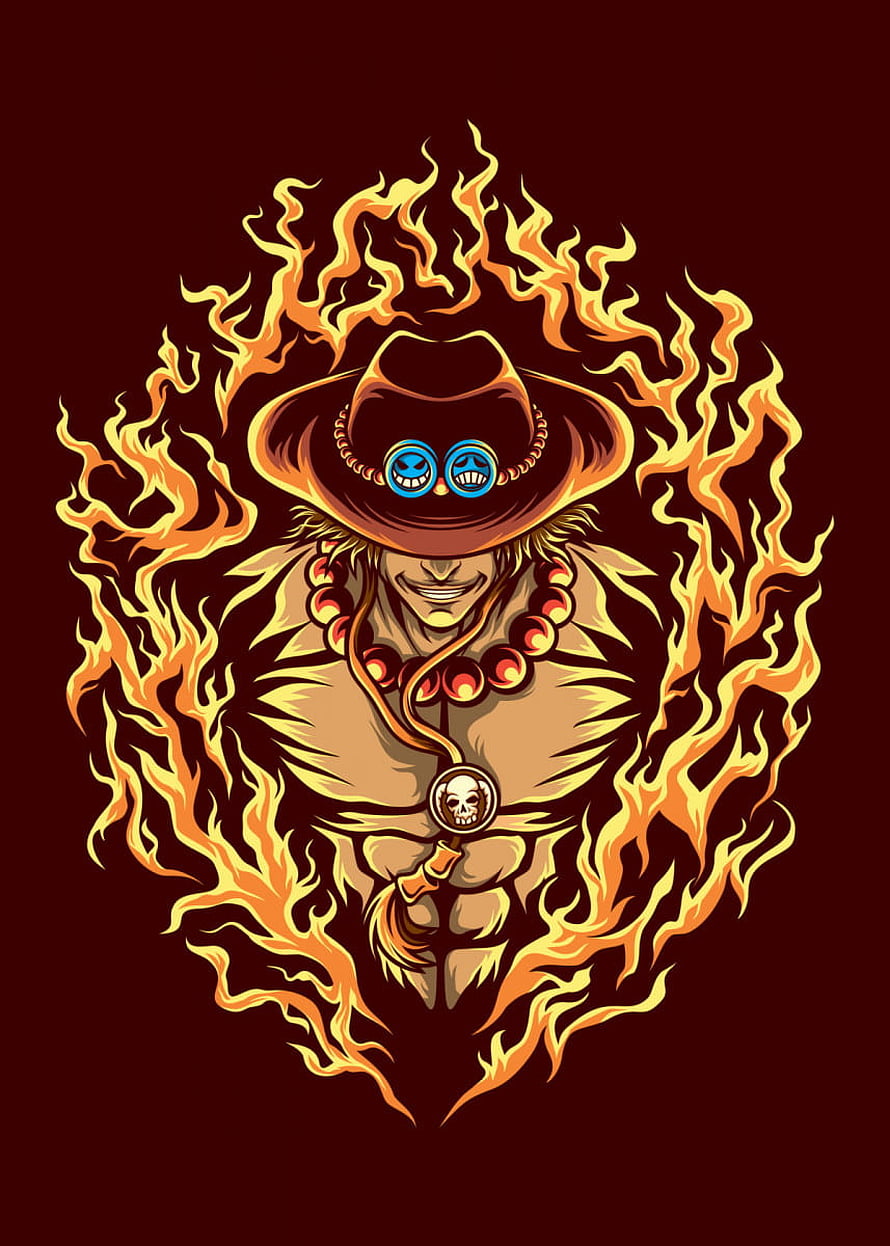 Portgas D. Ace One Piece Anime Character Vector Art With Flames HD phone wallpaper