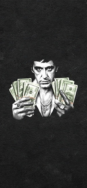Scarface Tony Montana Holding Cash in Black and White Portrait HD phone wallpaper