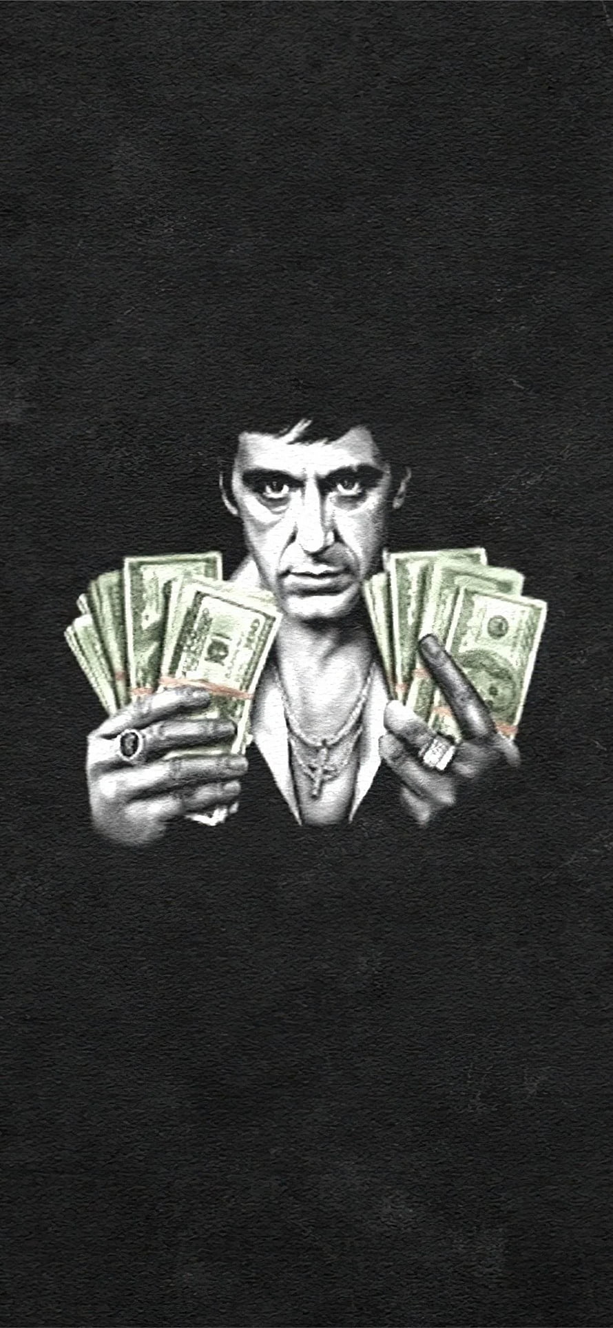 Scarface Tony Montana Holding Cash in Black and White Portrait HD phone wallpaper