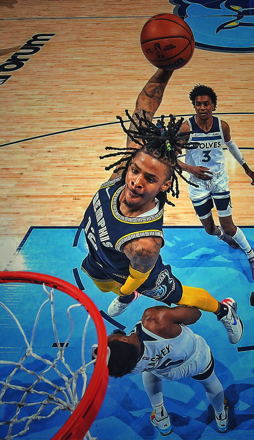Ja Morant Memphis Grizzlies Dunks Over Minnesota Timberwolves Defense HD phone wallpaper