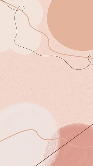 Abstract Minimalist Wallpaper With Soft Pink Circles And Wavy Lines HD phone wallpaper