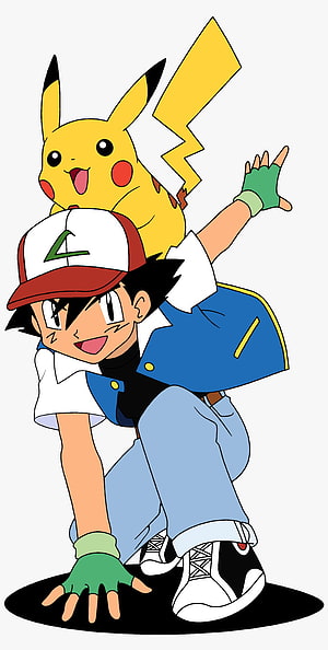 Ash Ketchum and Pikachu in a Dynamic Action Pose with Classic Anime Style HD phone wallpaper