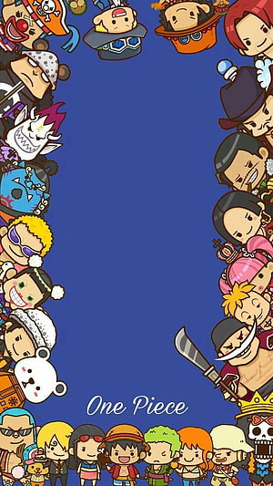 One Piece Chibi Crew Wallpaper - Straw Hat Pirates and Allies Border Art HD phone wallpaper