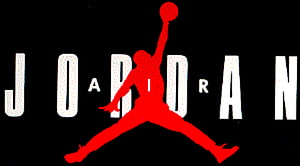 Jordan Brand Logo with Red Jumpman Silhouette on Black Background, Jordan Brand, Nike Air Jordan Logo HD wallpaper