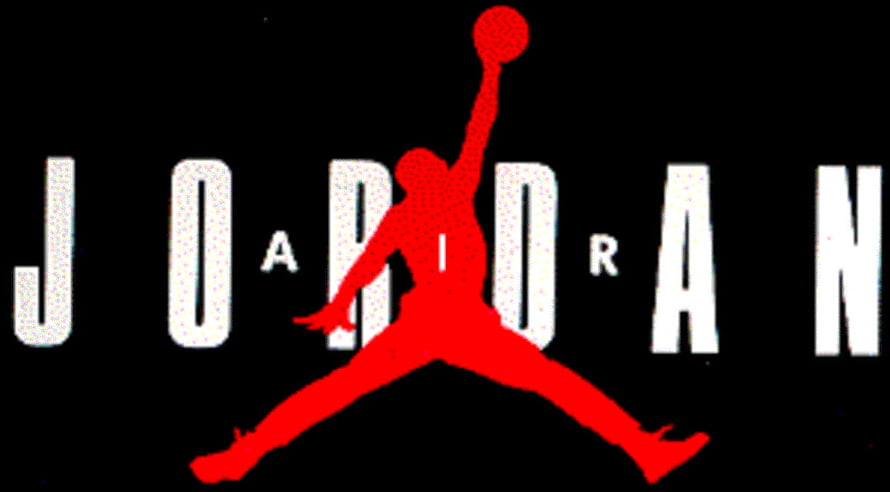 Jordan Brand Logo with Red Jumpman Silhouette on Black Background, Jordan Brand, Nike Air Jordan Logo HD wallpaper