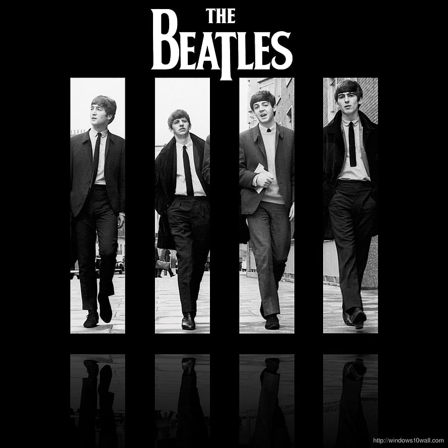 The Beatles Black and White Portrait Wallpaper with Reflection Effect HD phone wallpaper