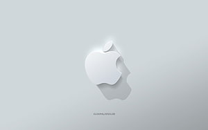Minimalist White Apple Logo on Light Gray Background HD wallpaper