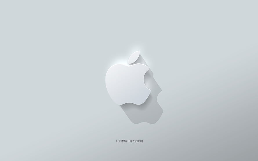 Minimalist White Apple Logo on Light Gray Background HD wallpaper