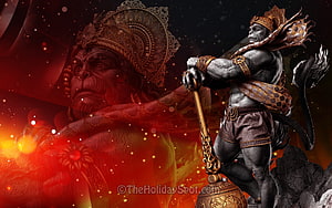 Sun Wukong The Monkey King Wielding Golden Cudgel Fantasy Art Wallpaper HD wallpaper