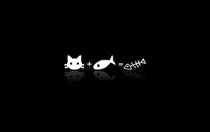 Minimalist Cat Eats Fish Equation Icon Wallpaper HD wallpaper