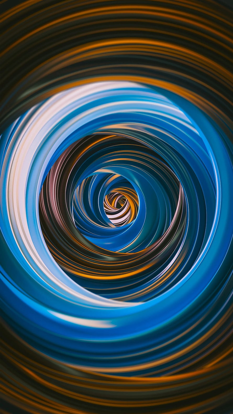 Abstract Blue and Orange Swirling Tunnel Digital Art Wallpaper HD phone wallpaper