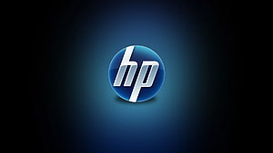 HP Logo on Dark Blue Gradient Background with Soft Glow Effect HD wallpaper