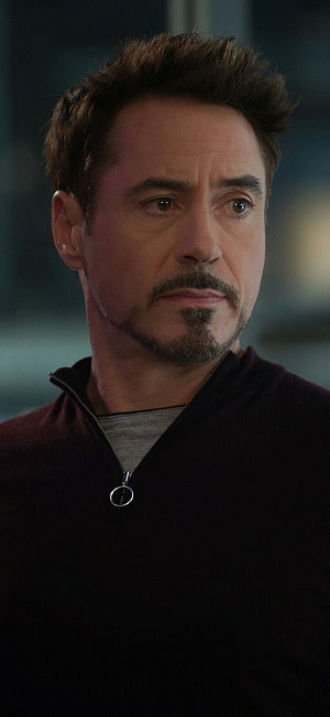 Robert Downey Jr as Tony Stark in a Maroon Zip-Up Sweater HD phone wallpaper
