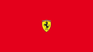 Scuderia Ferrari Prancing Horse Emblem on Vibrant Red Background HD wallpaper